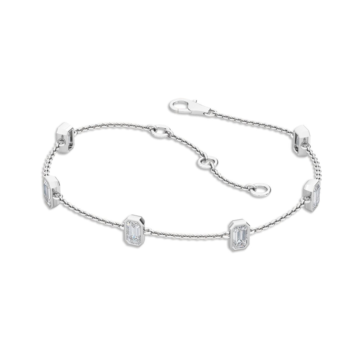 White Gold / 0.97ct Lab Grown Diamond Chain Bracelet