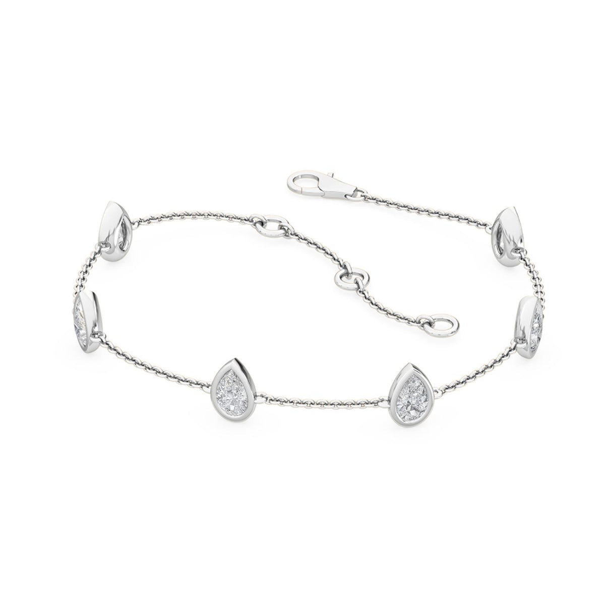 White Gold / 0.99ct Lab Grown Diamond Chain Bracelet