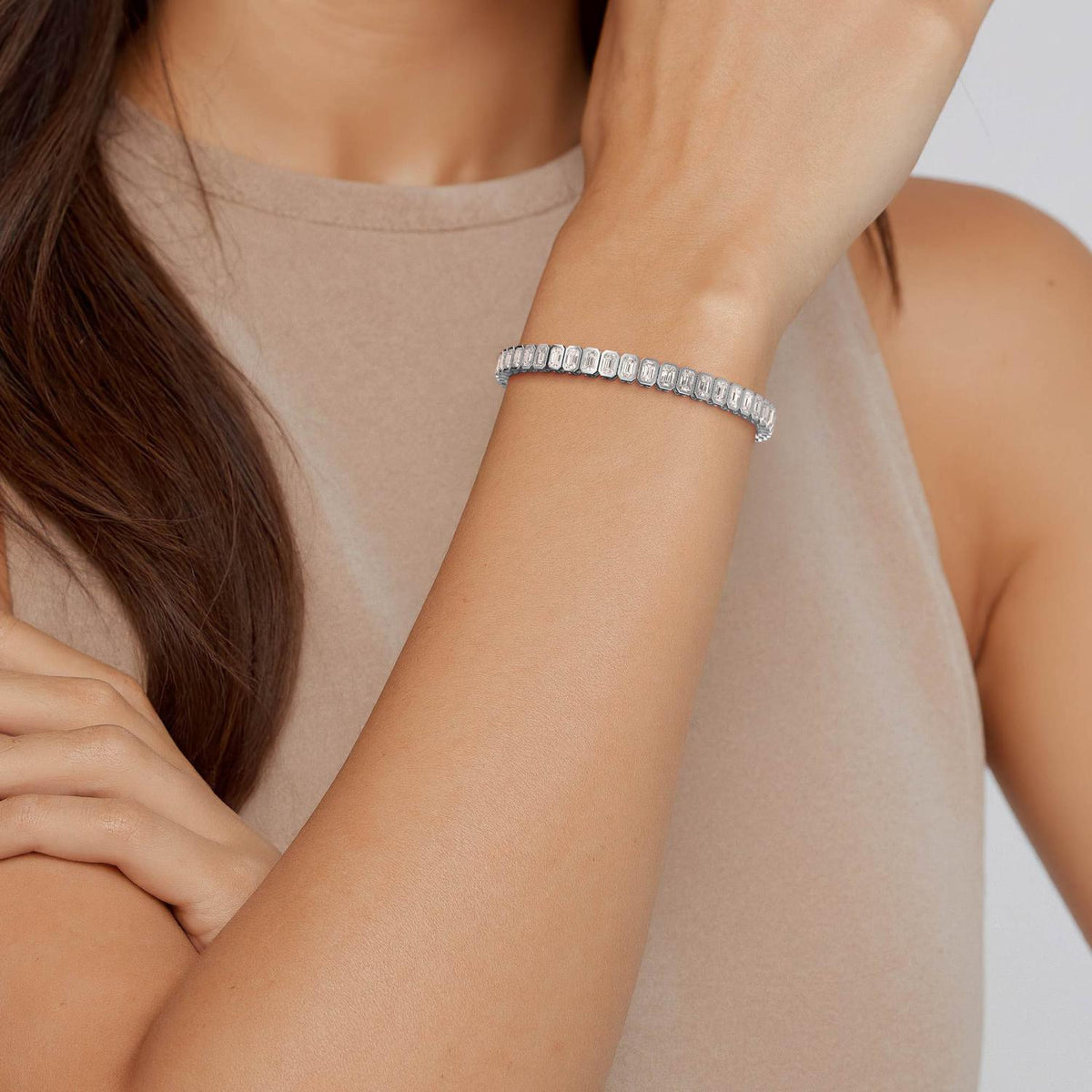 White Gold / 8.29ct Lab Grown Diamond Bezel Bracelet