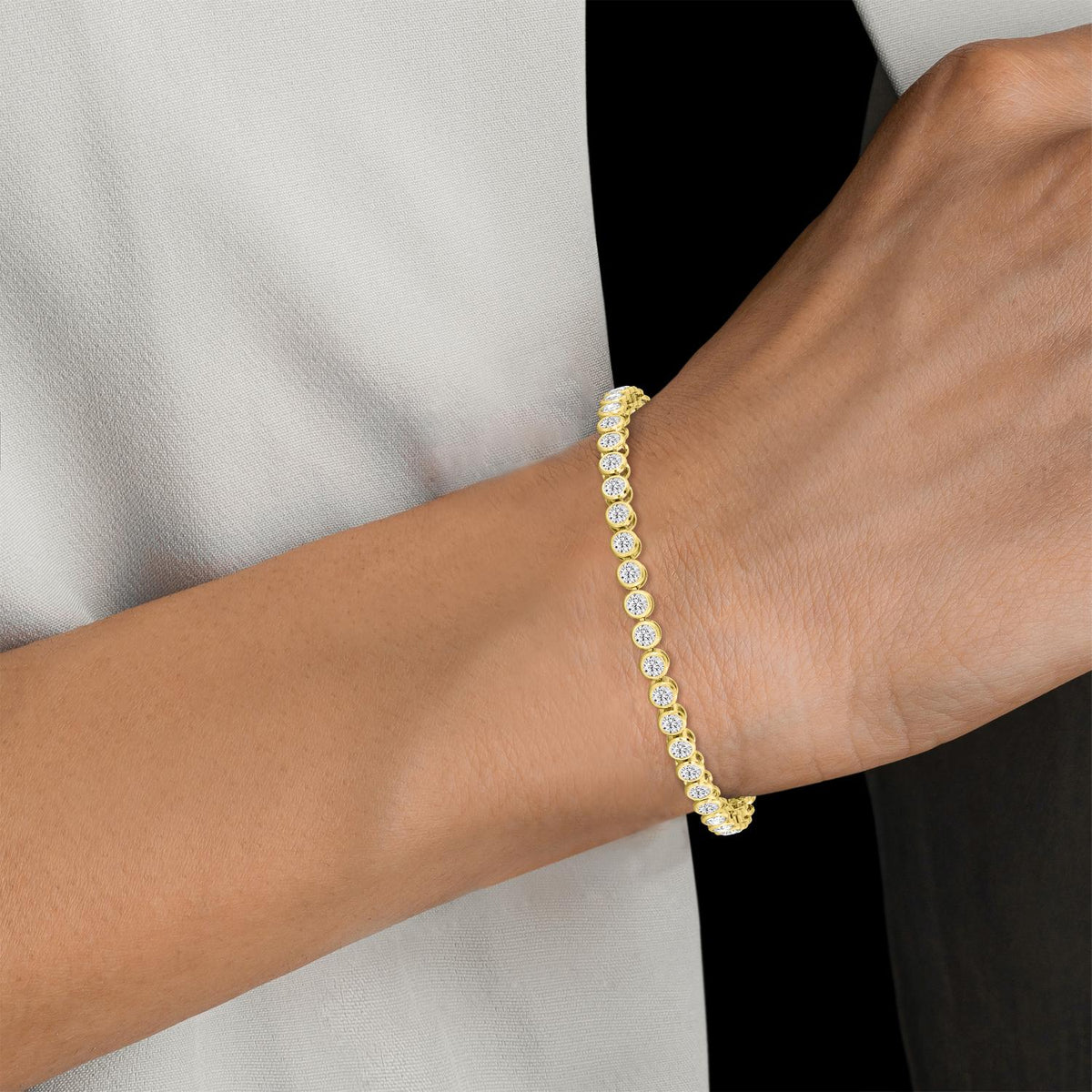 Yellow Gold / 5.10ct Lab Grown Diamond Bezel Bracelet