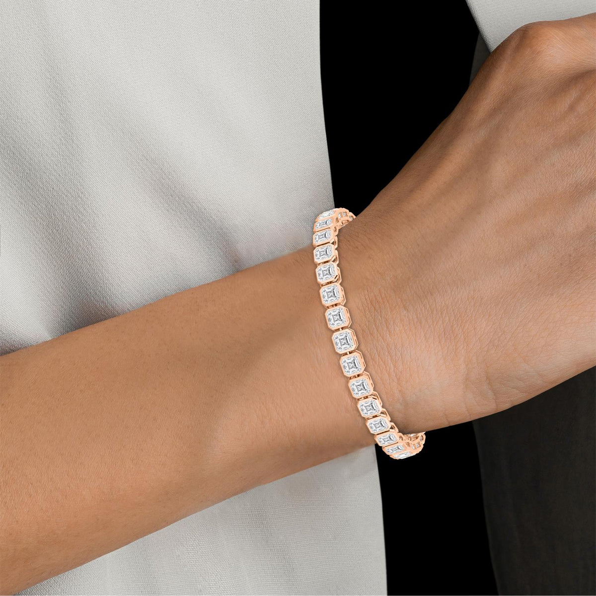Rose Gold / 17.61ct Lab Grown Diamond Bezel Bracelet