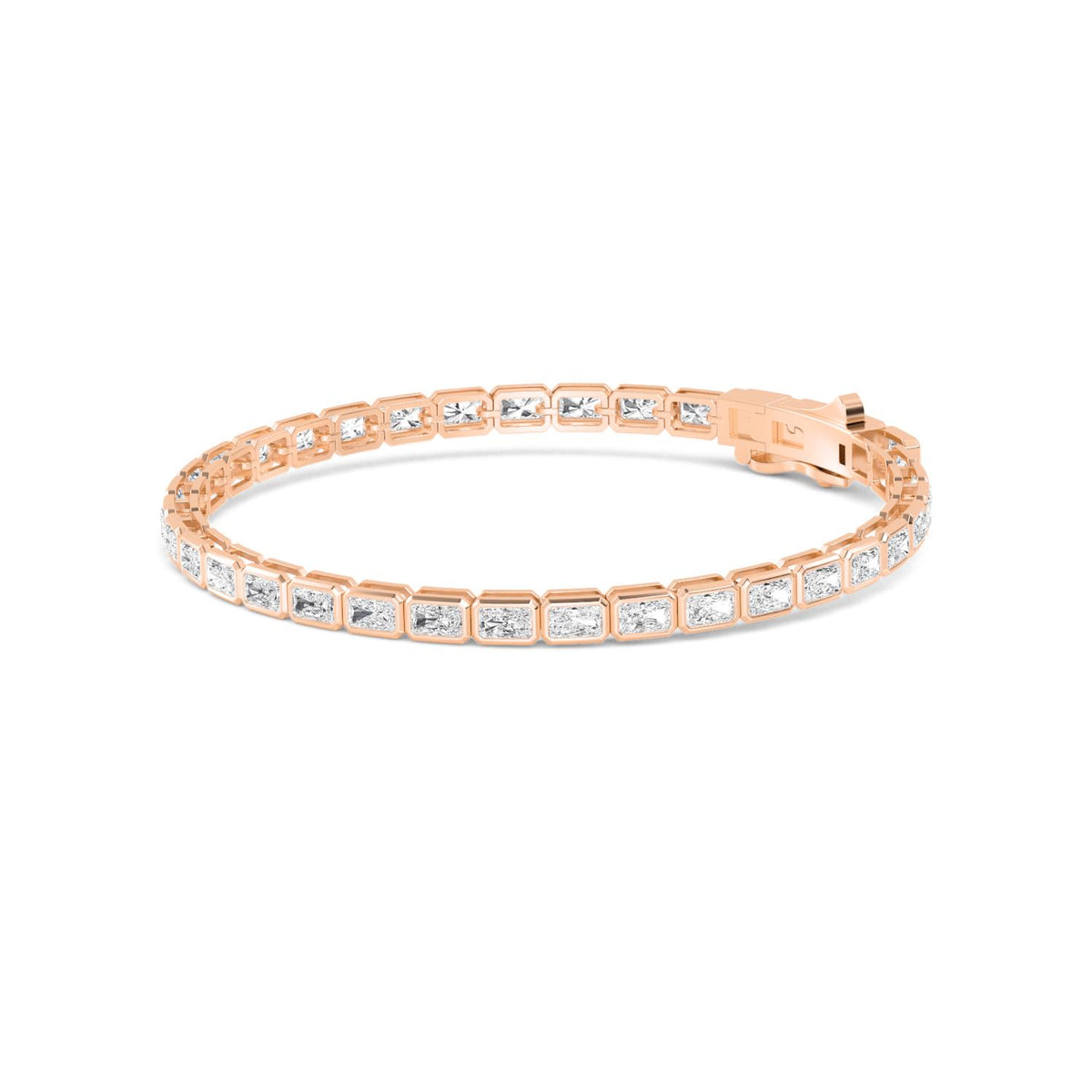 Rose Gold / Emerald Lab Grown Diamond Bezel Bracelet