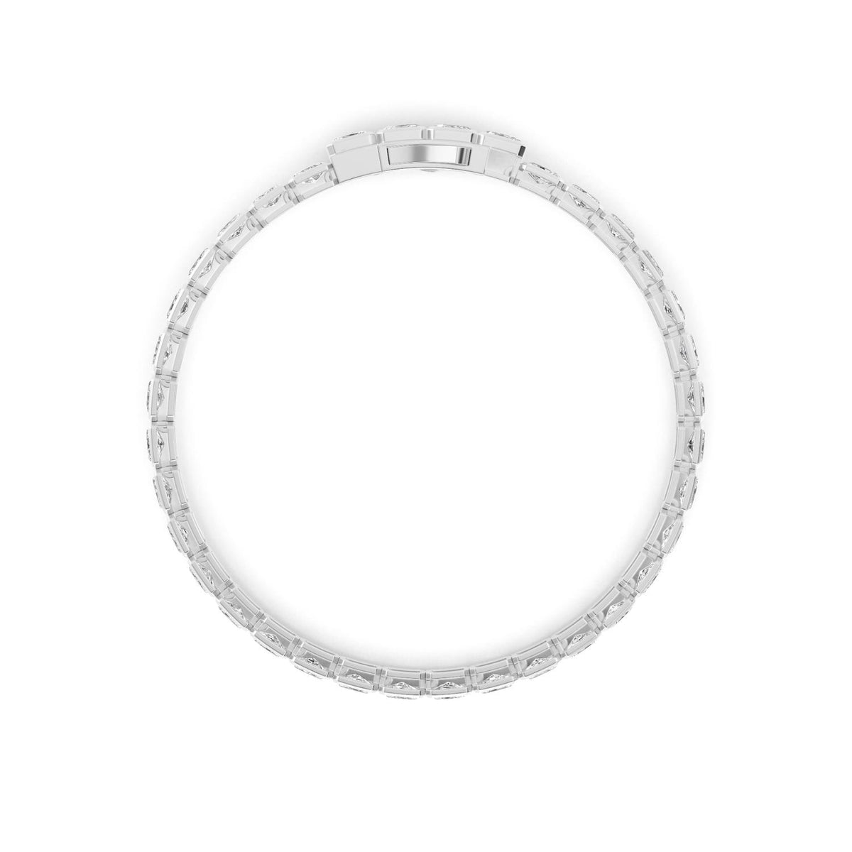 White Gold / Emerald Lab Grown Diamond Bezel Bracelet