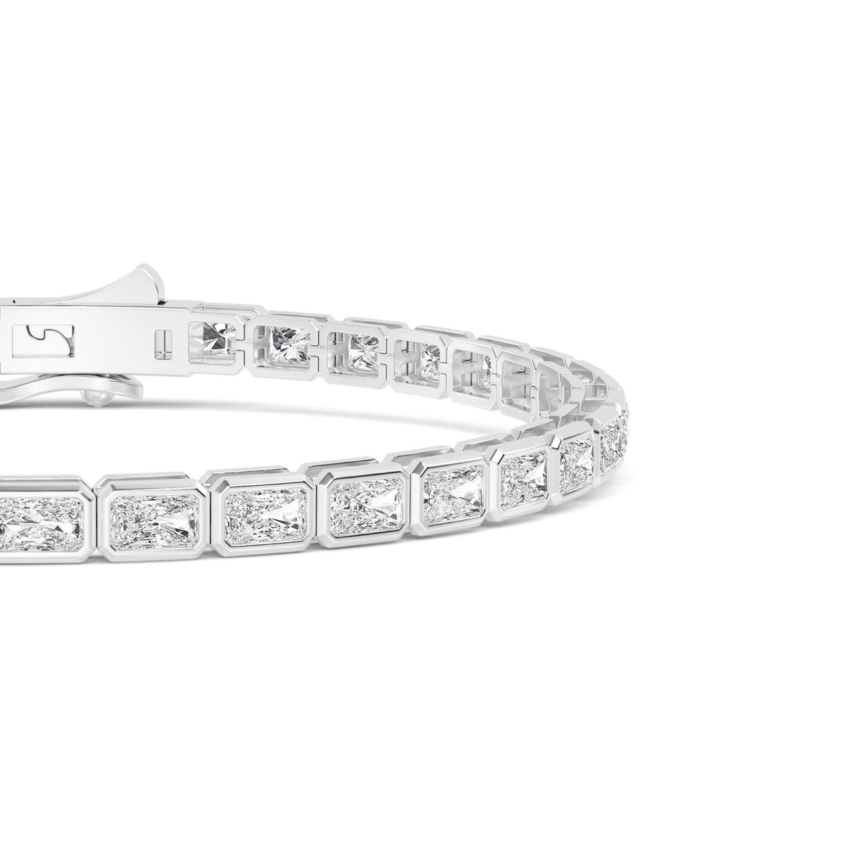 White Gold / Emerald Lab Grown Diamond Bezel Bracelet