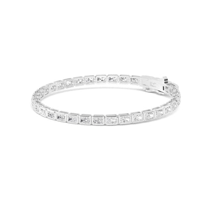 White Gold / Emerald Lab Grown Diamond Bezel Bracelet