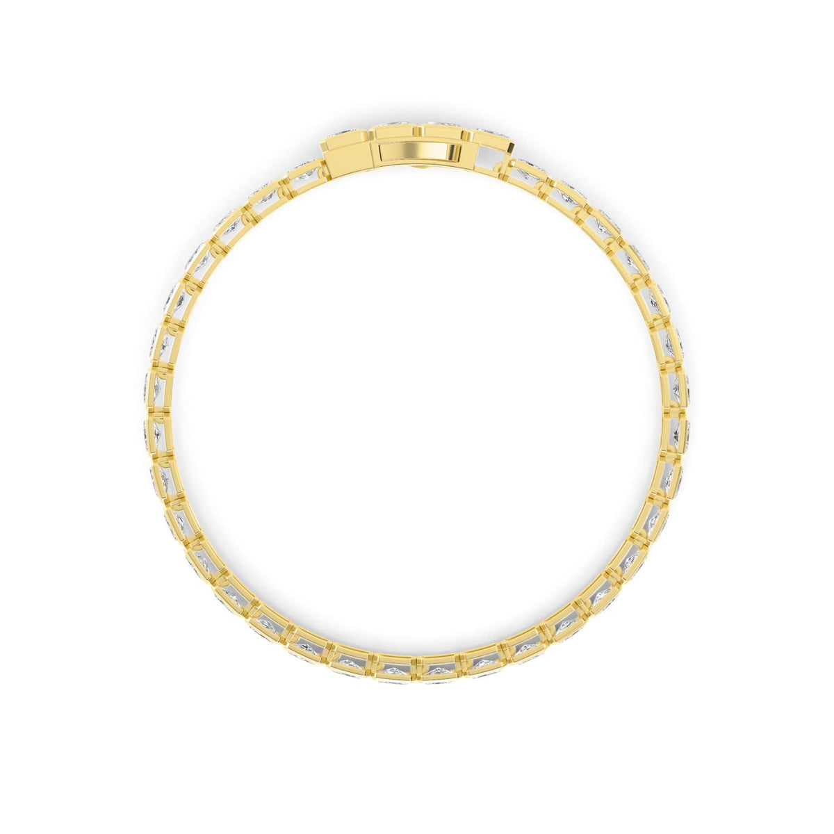 Yellow Gold / Emerald Lab Grown Diamond Bezel Bracelet