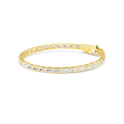 Yellow Gold / Emerald Lab Grown Diamond Bezel Bracelet
