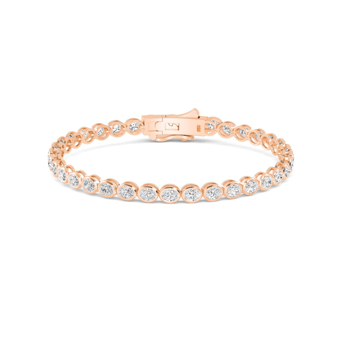 Rose Gold / Oval Lab Grown Diamond Bezel Bracelet