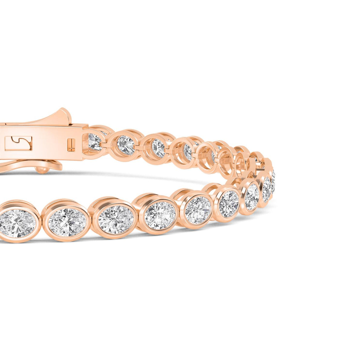 Rose Gold / Oval Lab Grown Diamond Bezel Bracelet