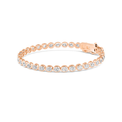 Rose Gold / Oval Lab Grown Diamond Bezel Bracelet