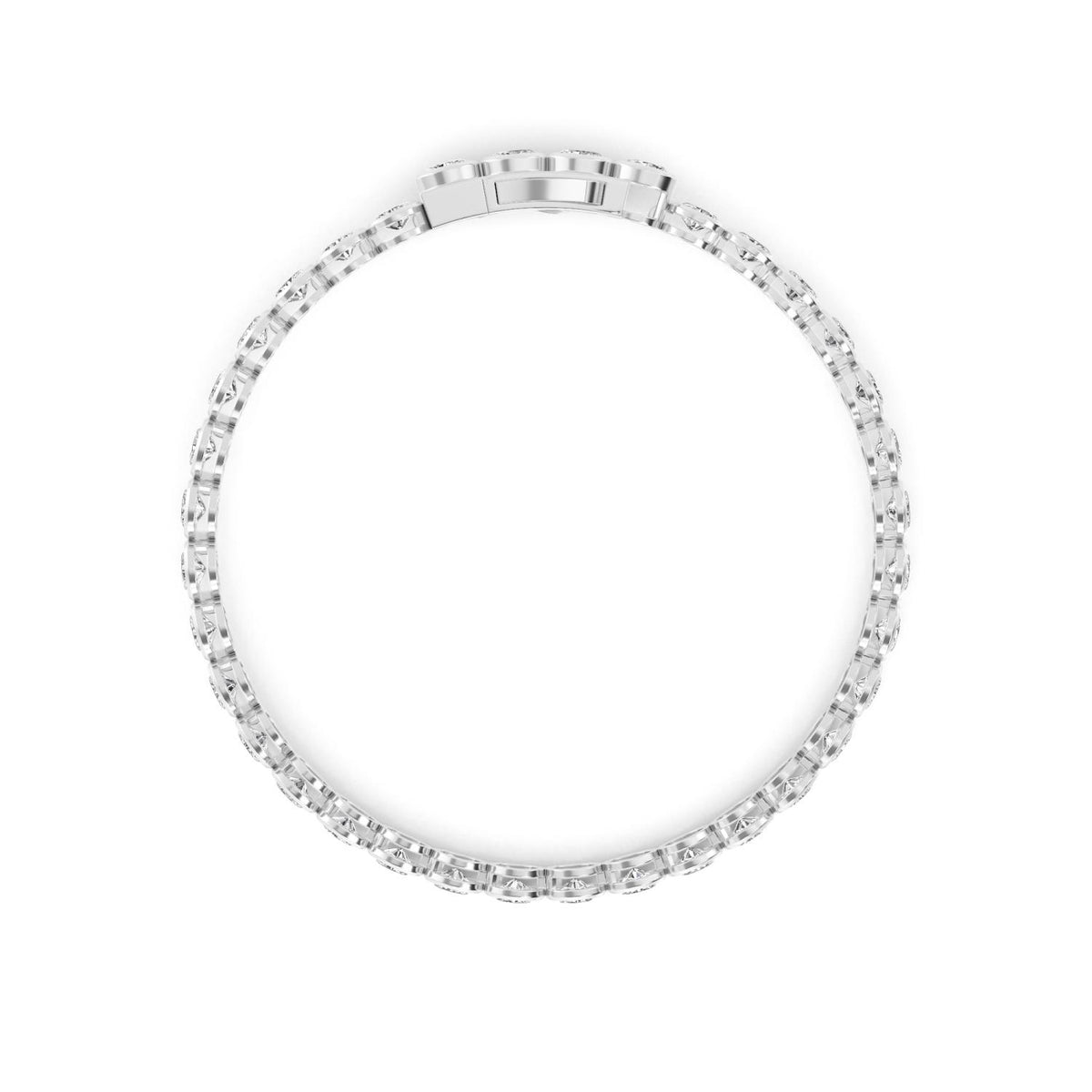 White Gold / Oval Lab Grown Diamond Bezel Bracelet