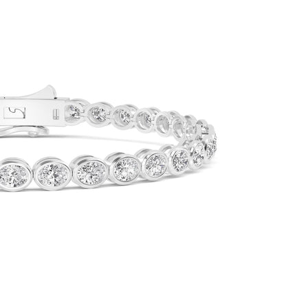 White Gold / Oval Lab Grown Diamond Bezel Bracelet