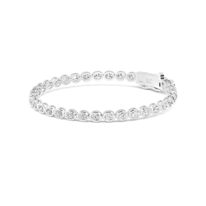 White Gold / Oval Lab Grown Diamond Bezel Bracelet