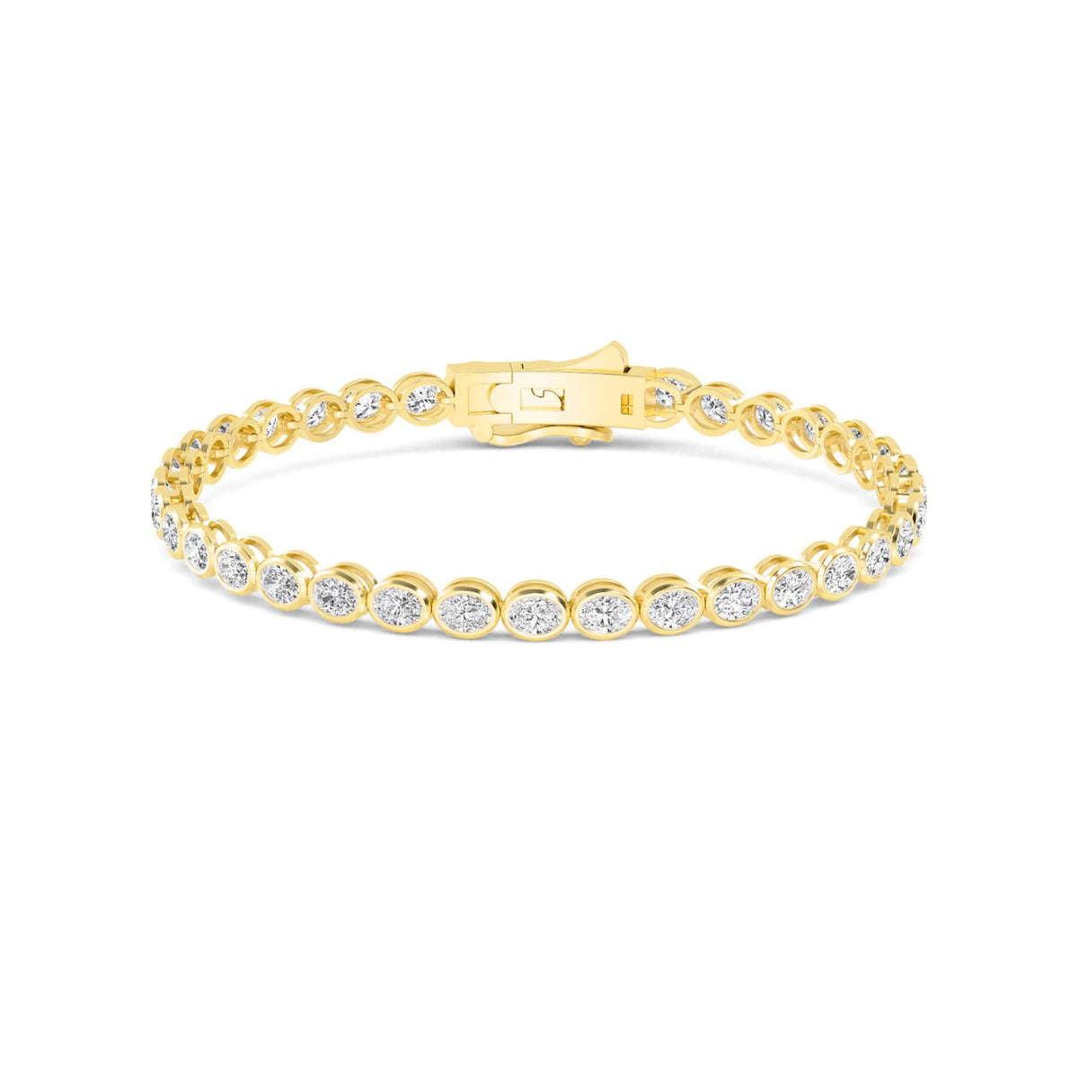 Yellow Gold / Oval Lab Grown Diamond Bezel Bracelet