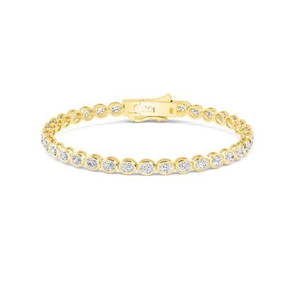 Yellow Gold / Oval Lab Grown Diamond Bezel Bracelet