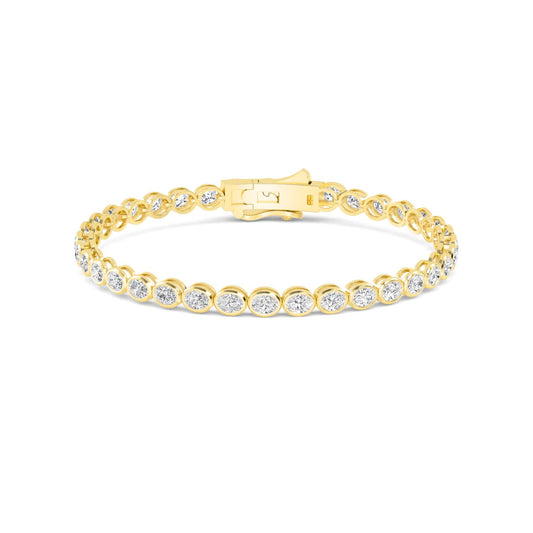 Yellow Gold / Oval Lab Grown Diamond Bezel Bracelet