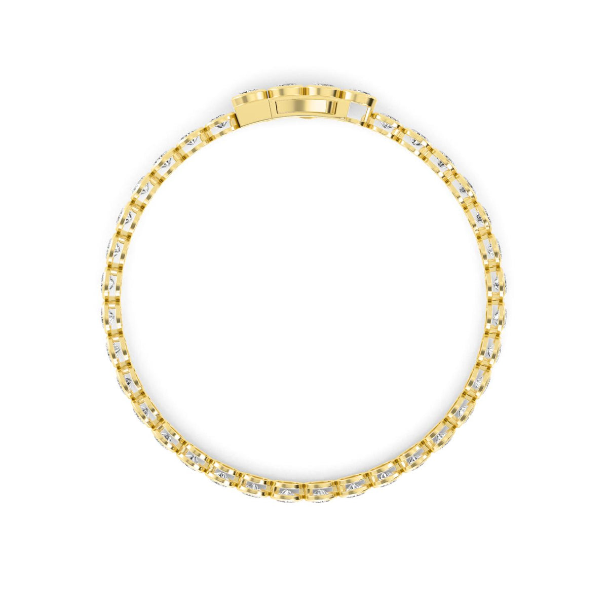 Yellow Gold / Oval Lab Grown Diamond Bezel Bracelet