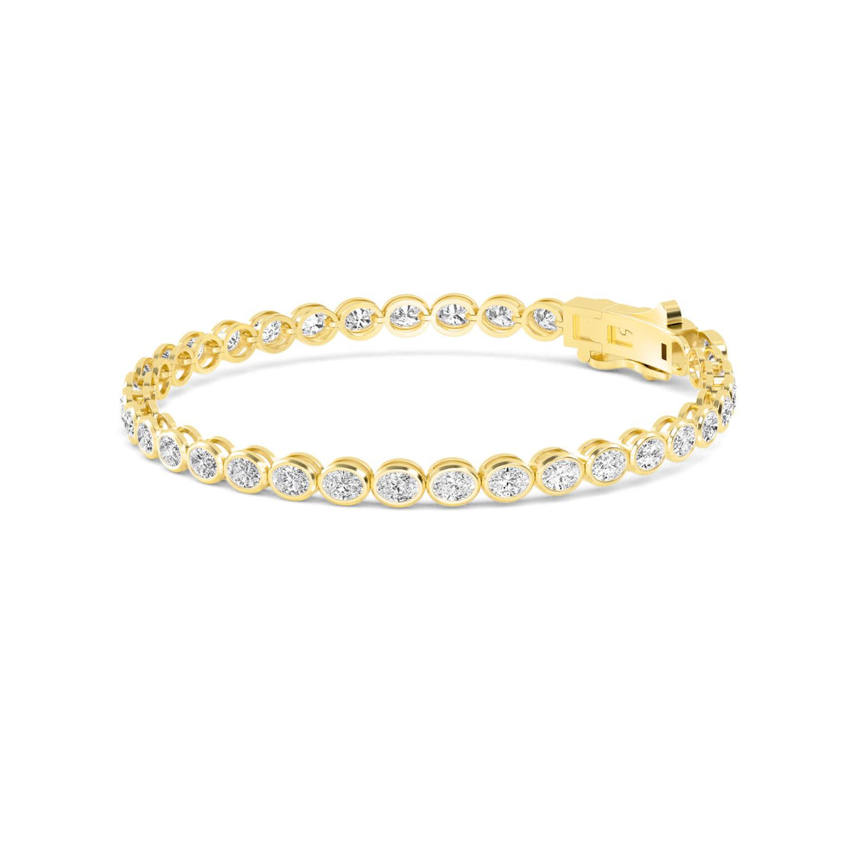 Yellow Gold / Oval Lab Grown Diamond Bezel Bracelet