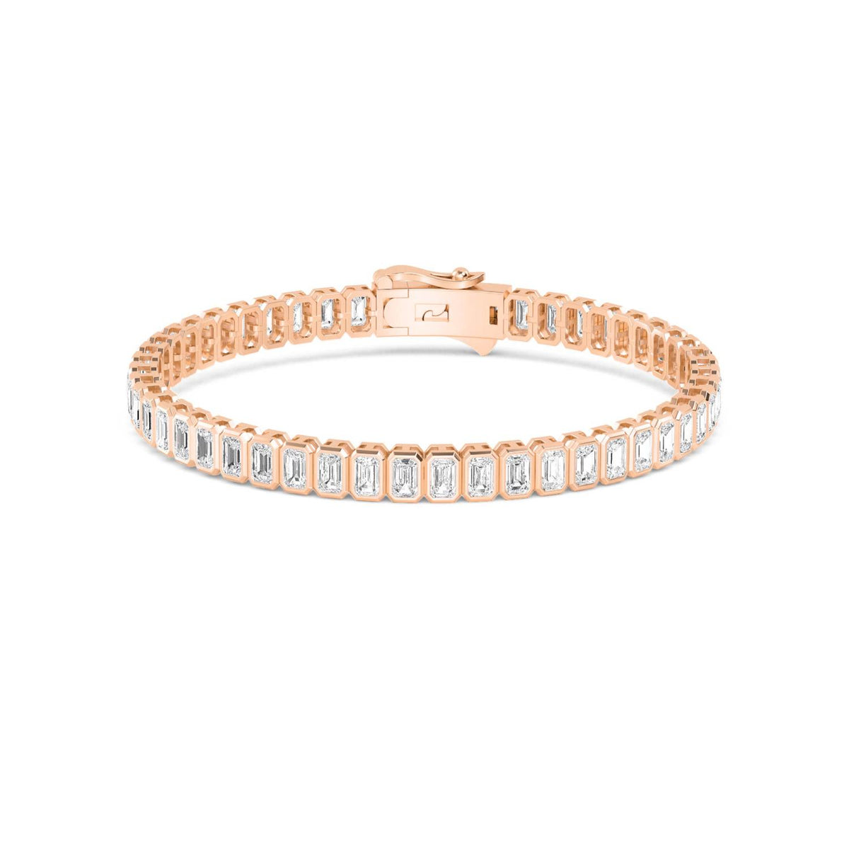 Rose Gold / Emerald Bezel Lab Grown Diamond Tennis Bracelet