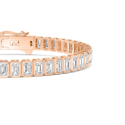 Rose Gold / Emerald Bezel Lab Grown Diamond Tennis Bracelet