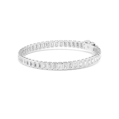 White Gold / Emerald Bezel Lab Grown Diamond Tennis Bracelet