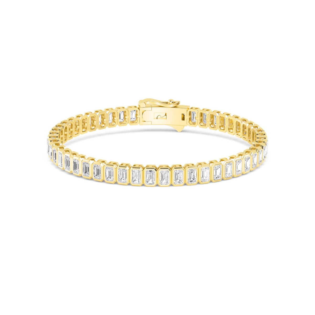Yellow Gold / Emerald Bezel Lab Grown Diamond Tennis Bracelet