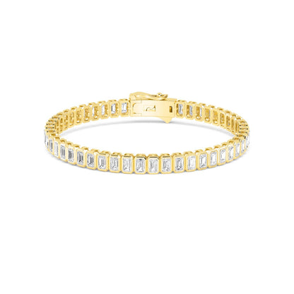 Yellow Gold / Emerald Bezel Lab Grown Diamond Tennis Bracelet