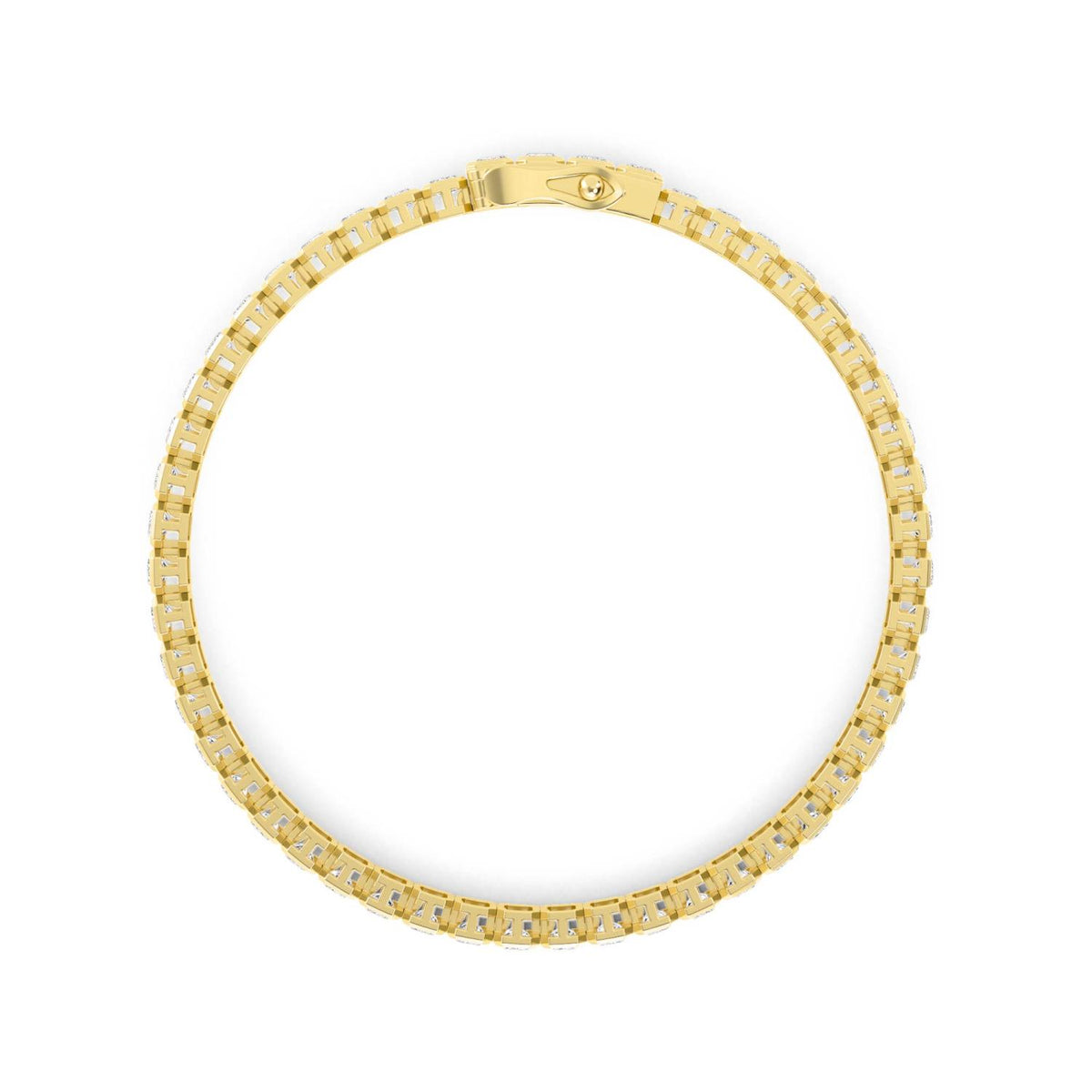 Yellow Gold / Emerald Bezel Lab Grown Diamond Tennis Bracelet