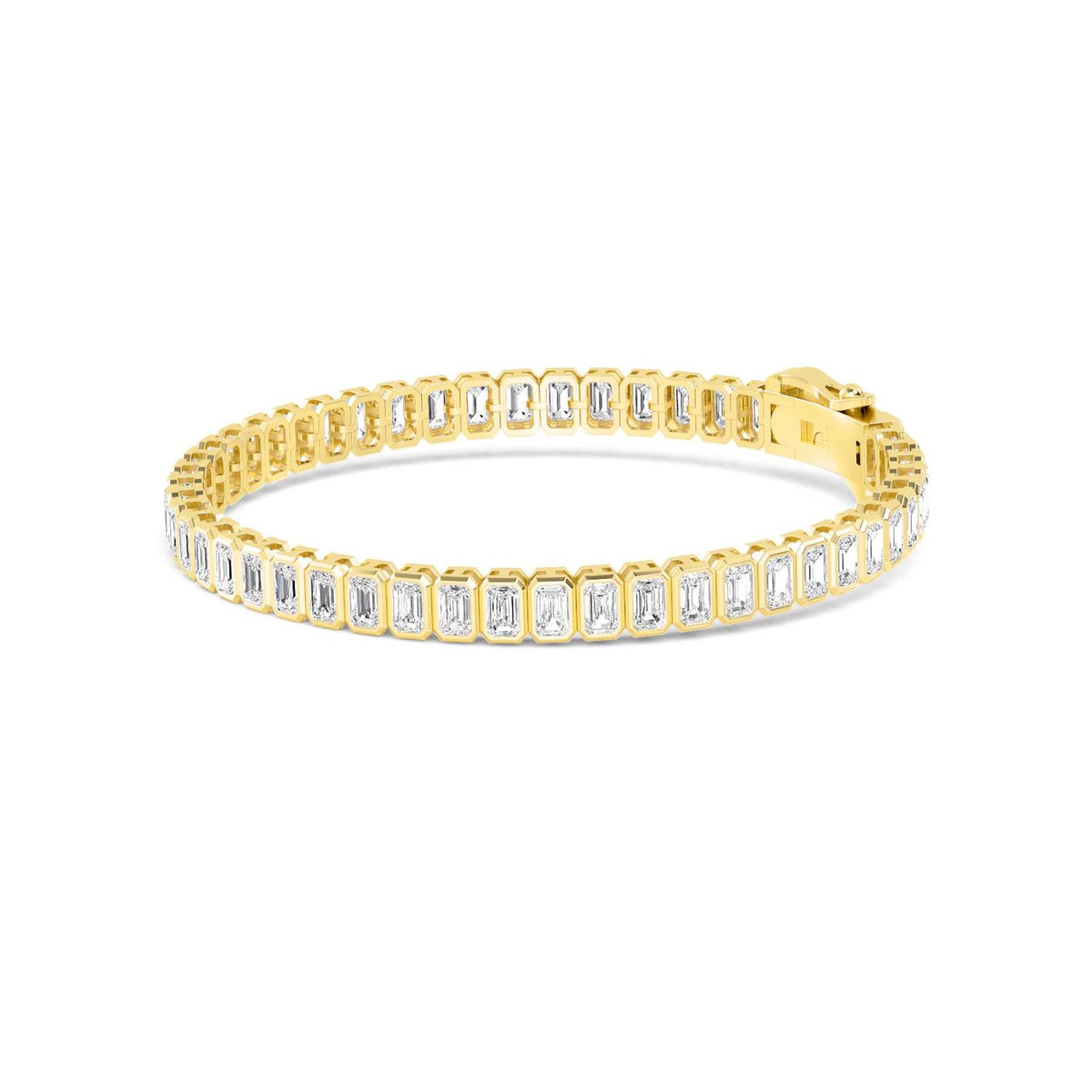 Yellow Gold / Emerald Bezel Lab Grown Diamond Tennis Bracelet