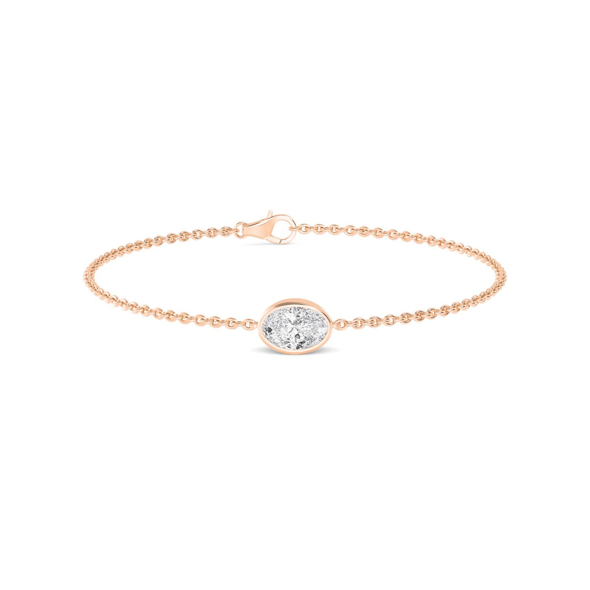 Rose Gold / 1.00ct Lab Grown Diamond Chain Bracelet