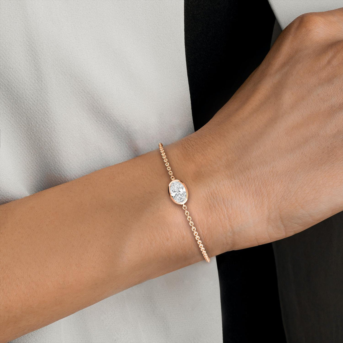 Rose Gold / 1.00ct Lab Grown Diamond Chain Bracelet