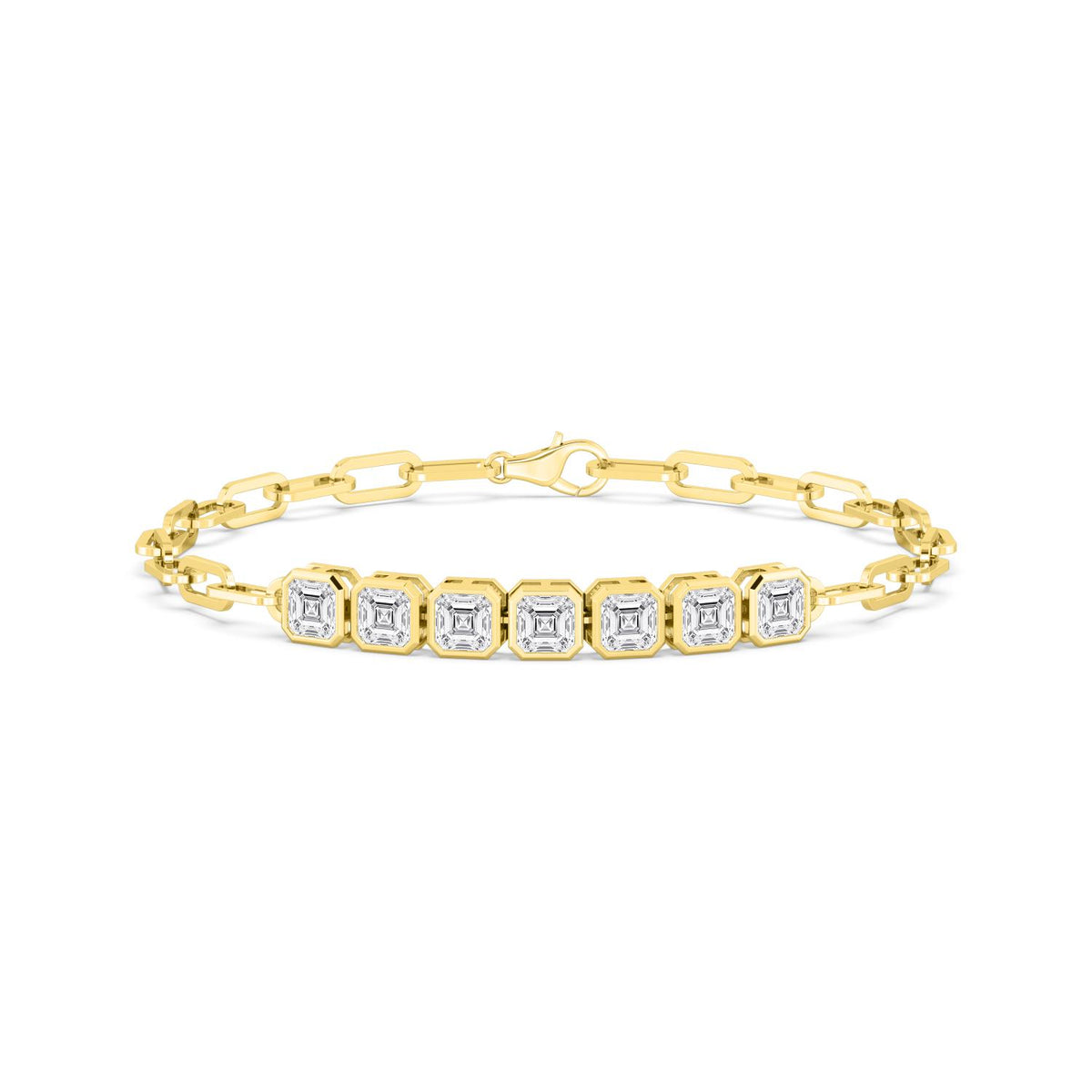 Yellow Gold / 3.58ct Lab Grown Diamond Paper Clip Bracelet