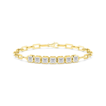 Yellow Gold / 3.58ct Lab Grown Diamond Paper Clip Bracelet