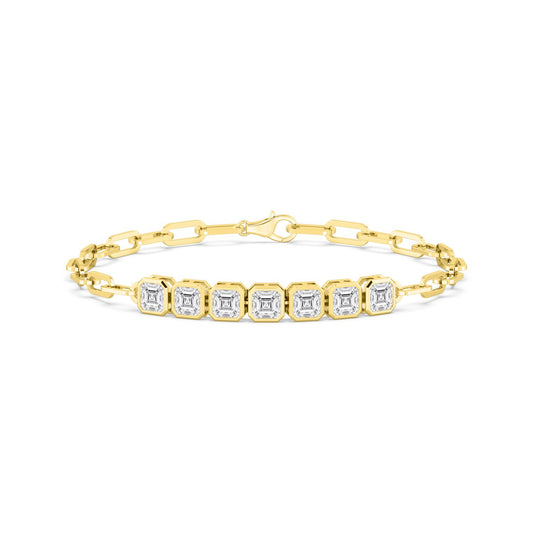 Yellow Gold / 3.58ct Lab Grown Diamond Paper Clip Bracelet