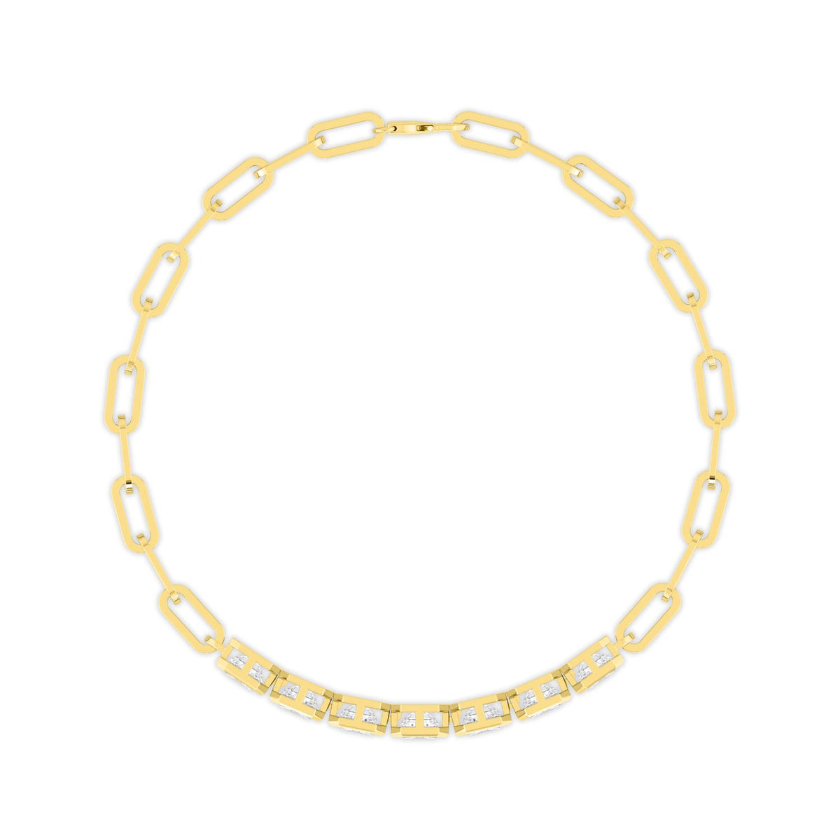 Yellow Gold / 3.58ct Lab Grown Diamond Paper Clip Bracelet