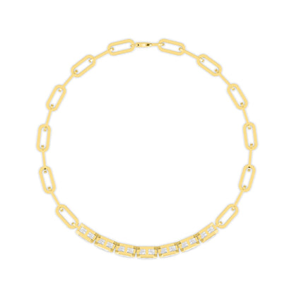 Yellow Gold / 3.58ct Lab Grown Diamond Paper Clip Bracelet