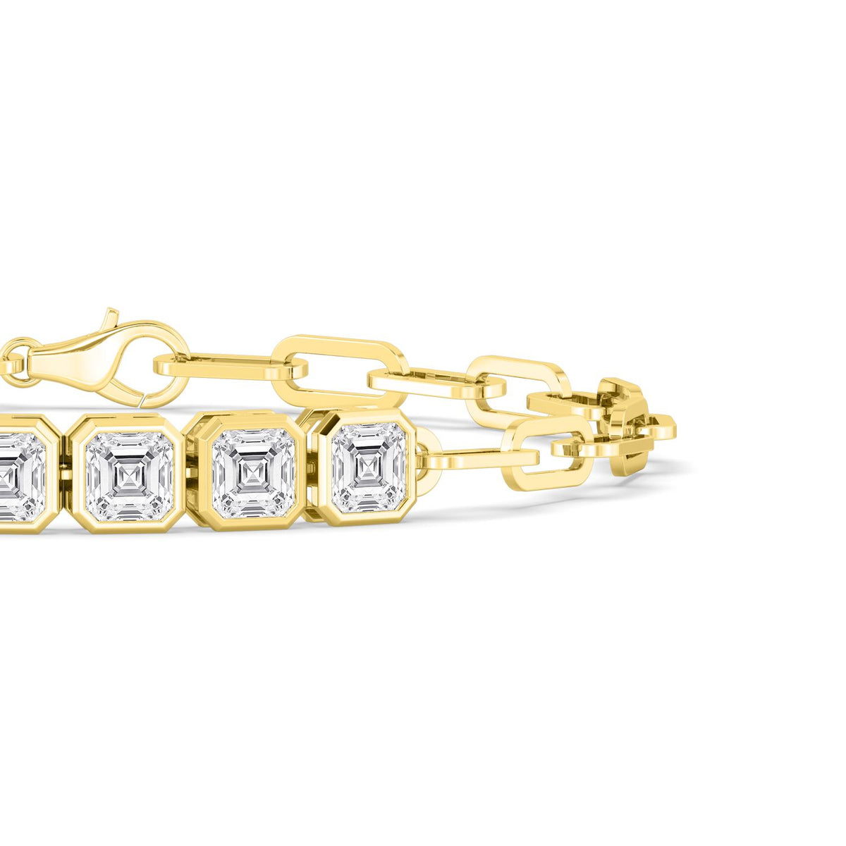 Yellow Gold / 3.58ct Lab Grown Diamond Paper Clip Bracelet