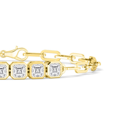 Yellow Gold / 3.58ct Lab Grown Diamond Paper Clip Bracelet