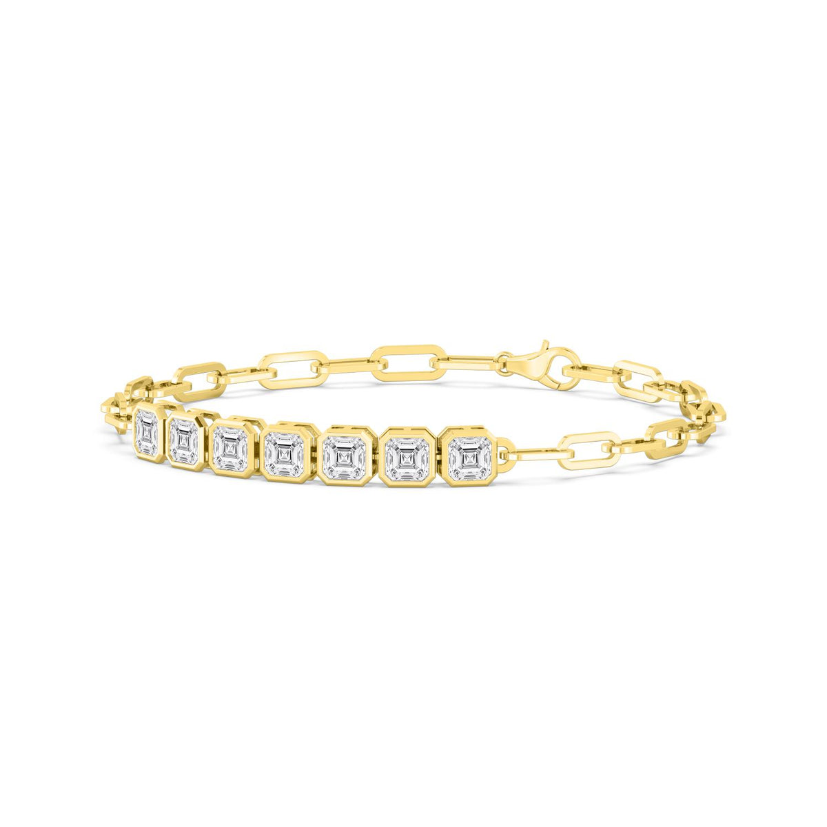 Yellow Gold / 3.58ct Lab Grown Diamond Paper Clip Bracelet