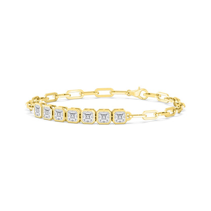 Yellow Gold / 3.58ct Lab Grown Diamond Paper Clip Bracelet
