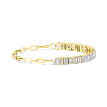 Yellow Gold / 8.31ct Lab Grown Diamond Paper Clip Bracelet