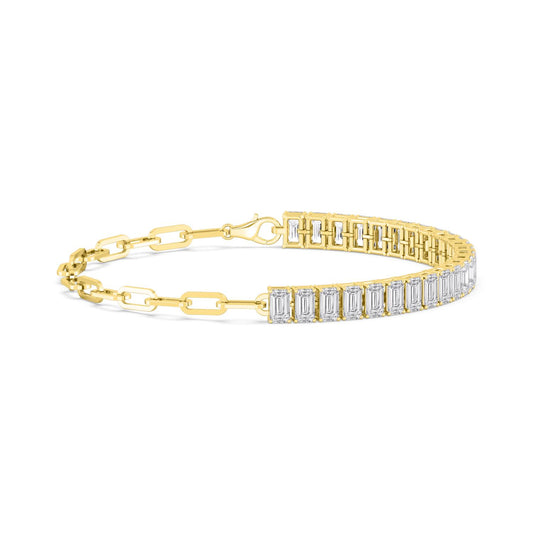 Yellow Gold / 8.31ct Lab Grown Diamond Paper Clip Bracelet