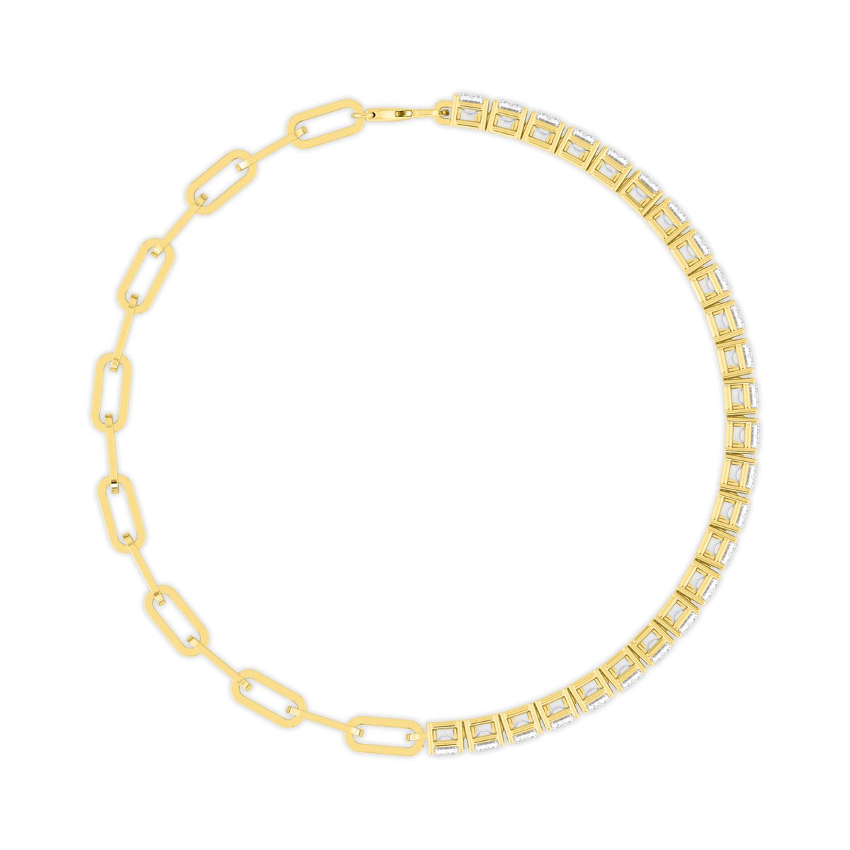 Yellow Gold / 8.31ct Lab Grown Diamond Paper Clip Bracelet