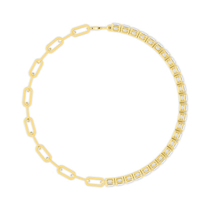 Yellow Gold / 8.31ct Lab Grown Diamond Paper Clip Bracelet
