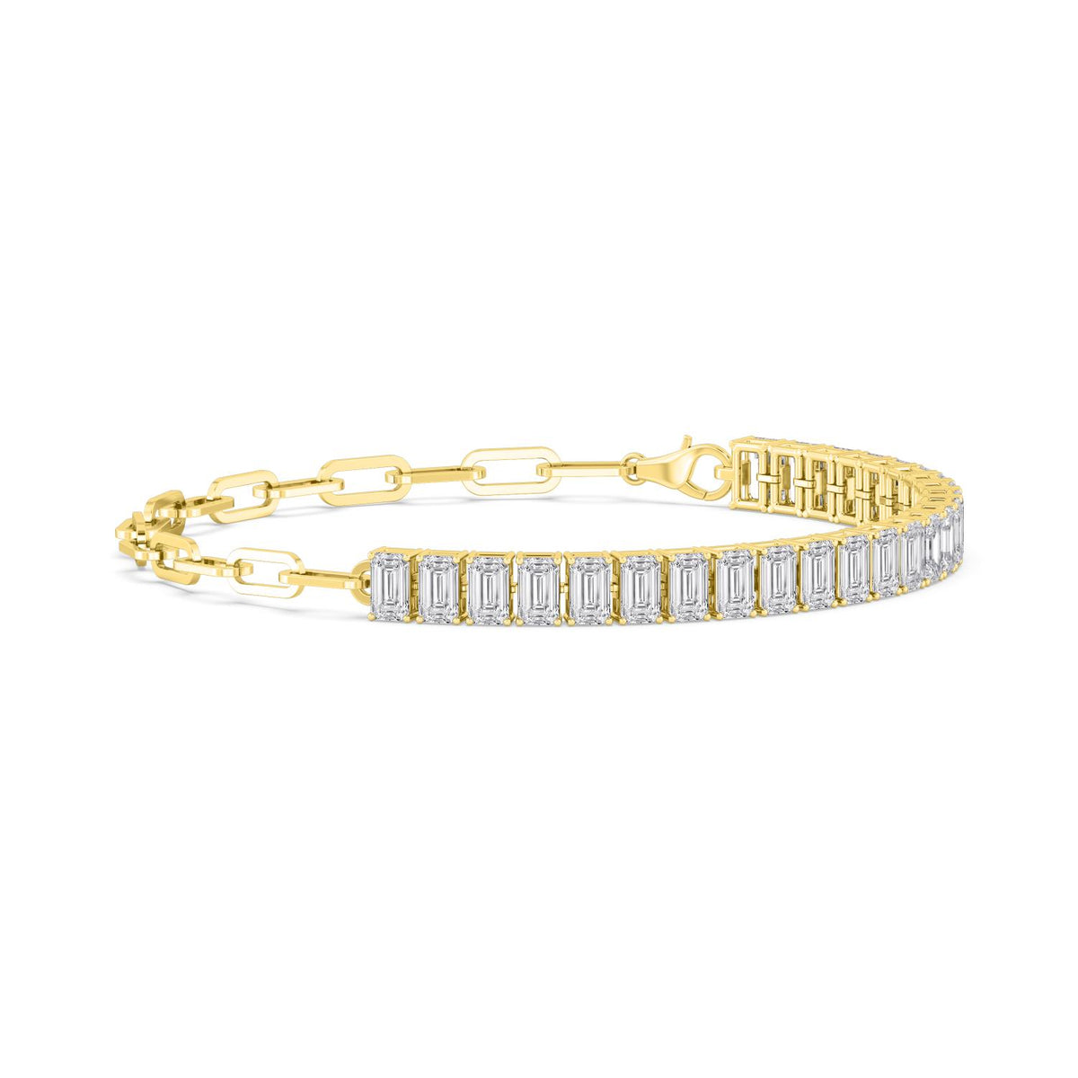 Yellow Gold / 8.31ct Lab Grown Diamond Paper Clip Bracelet