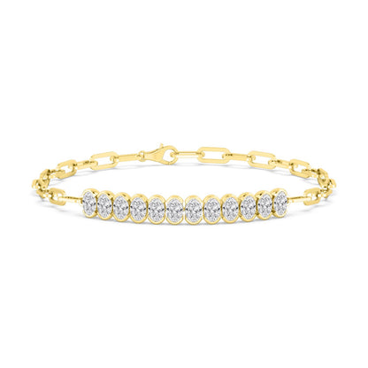 Yellow Gold / 3.96ct Lab Grown Diamond Paper Clip Bracelet