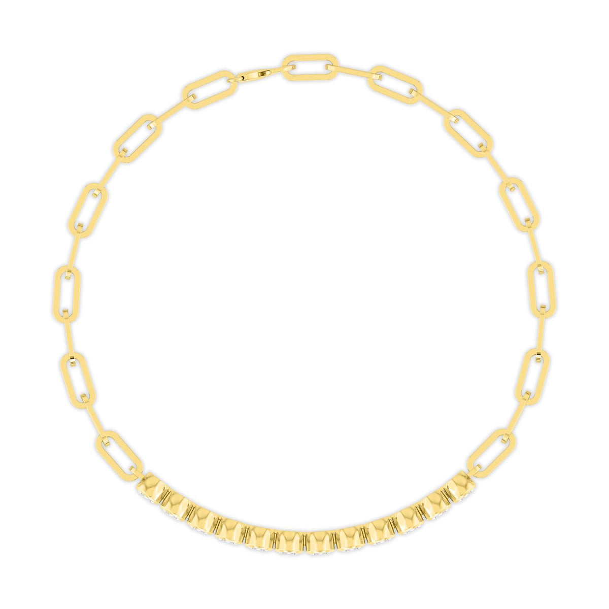 Yellow Gold / 3.96ct Lab Grown Diamond Paper Clip Bracelet