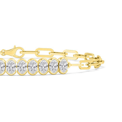 Yellow Gold / 3.96ct Lab Grown Diamond Paper Clip Bracelet