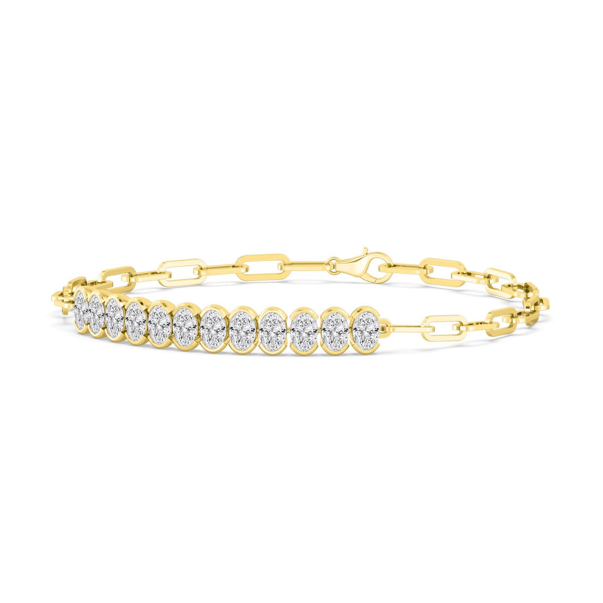 Yellow Gold / 3.96ct Lab Grown Diamond Paper Clip Bracelet