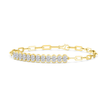 Yellow Gold / 3.96ct Lab Grown Diamond Paper Clip Bracelet